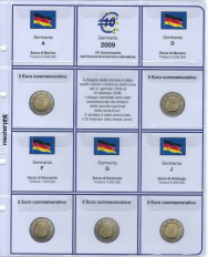 (M)Pagine raccoglitrici 2 euro commemorativi - 5 zecche Germania 2009 - 10° Ann. Euro -EMU