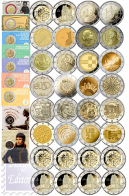 Collezione Completa EXTRA LARGE - 2 Euro Commemorativi 2023 (41 monete comprese le 5 zecche di Germania , le 5 coincard di Francia e le 2 coincard di Malta