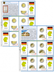 (A) Pagine Raccoglitrici 2 € x 5 zecche Germania 2024 - Mecklenburg + Francoforte