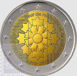 Monete Euro - Fior di conio UNC - 2 euro Francia 2018 - Fiordaliso di  Francia