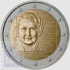 Monete Euro - 2020 - Fior di conio UNC - 2 euro Italia - 150° Nascita Maria  Montessori