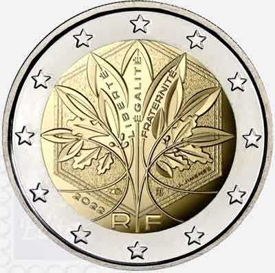 Monete Euro - Fior di conio UNC - 2 € Francia 2022 - Nuovo Albero della Vita