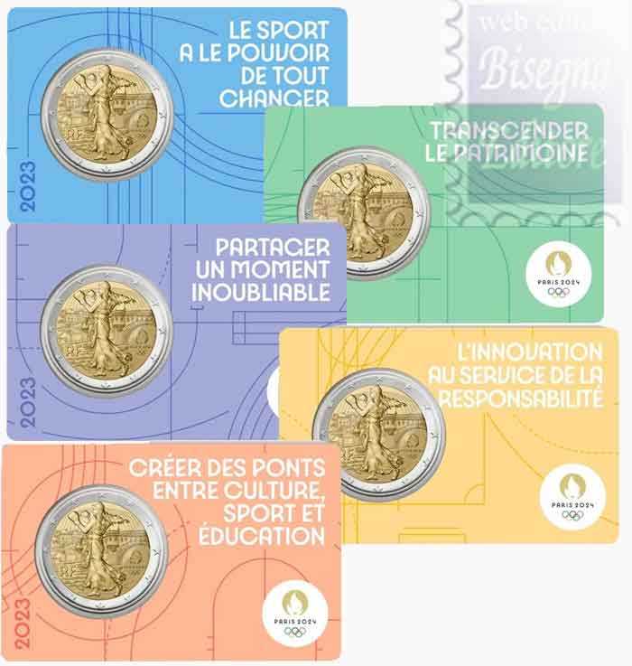 Monete Euro - 2 euro Francia 2023 - Serie 5 Coincard Ufficiali BU -  Olimpiadi Paris 2024