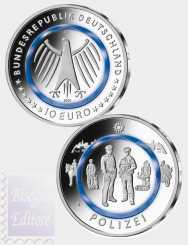 10 € Germania 2024 ( zecca casuale) - Anello Polimero blu - Polizia di Stato